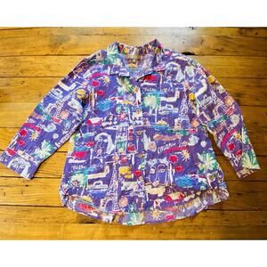 Habitat Clothes to Live in Top Womens Medium Purple Colorful Artsy Lagenlook M